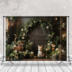 Lofaris Animals Leaf Brown Wood Birthday Backdrop For Photo