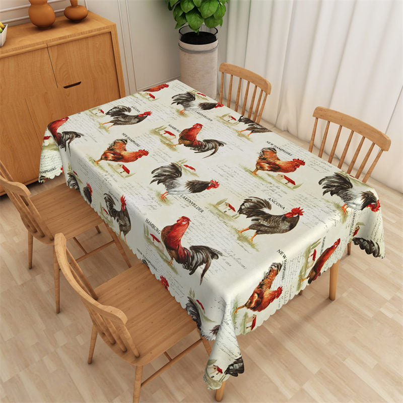 Lofaris Animals Rooster Farm Chickens Rectangle Tablecloth