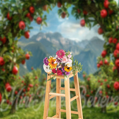 Lofaris Apple Orchard Arch Mountain Spring Photo Backdrop