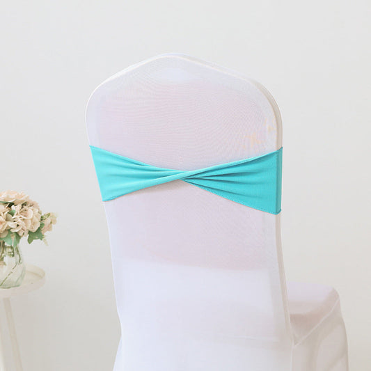Lofaris Aqua Blue Spandex Elastic Banquet Chair Sashes Bow