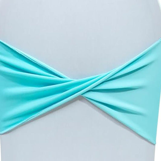Lofaris Aqua Blue Spandex Elastic Banquet Chair Sashes Bow