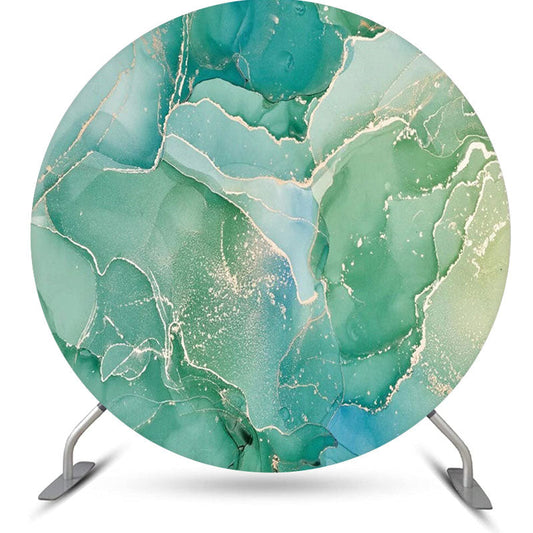 Lofaris Aqua Green Golden Marble Round Birthday Backdrop