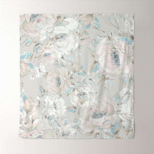 Lofaris Aquarelle Floral Light Grey Fine Art Photo Backdrop