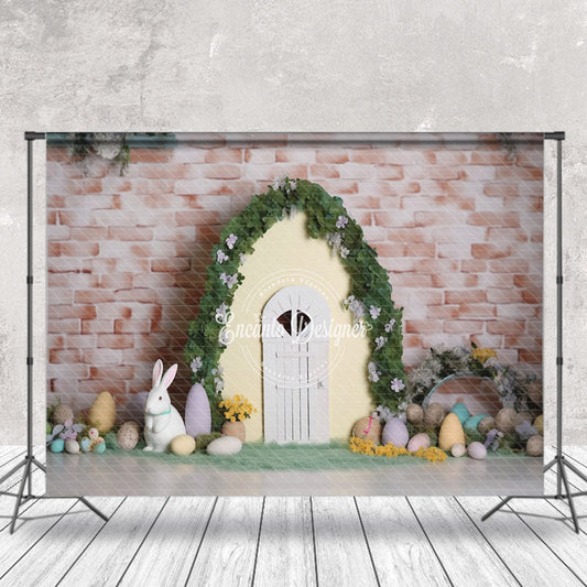 Lofaris Arch Door Rabbit Egg Grass Easter Photo Backdrop