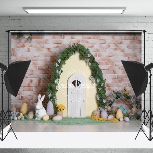 Lofaris Arch Door Rabbit Egg Grass Easter Photo Backdrop