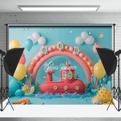 Lofaris Arch Submarine Balloon Birthday Cake Smash Backdrop