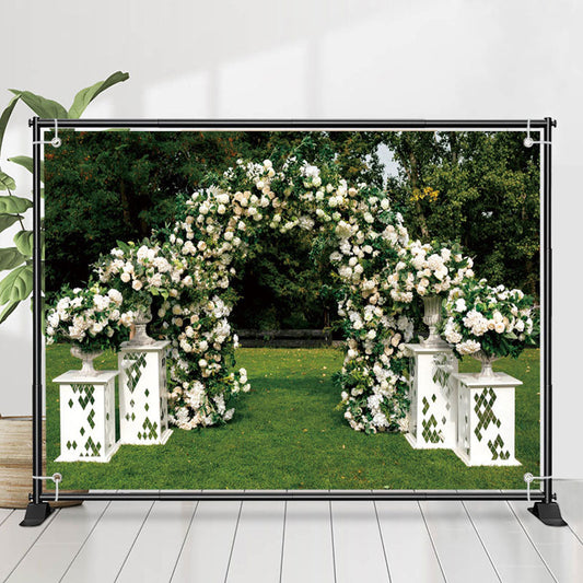 Lofaris Arched Holy White Flowers Door Wedding Backdrop