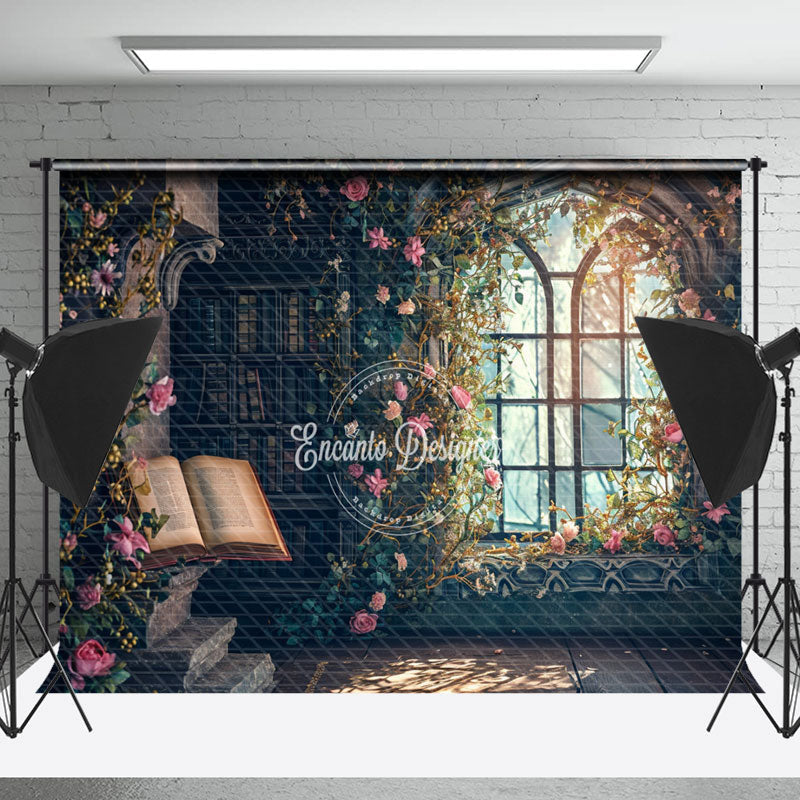 Lofaris Arched Window Flowers Book Spring Backdrop For Photo