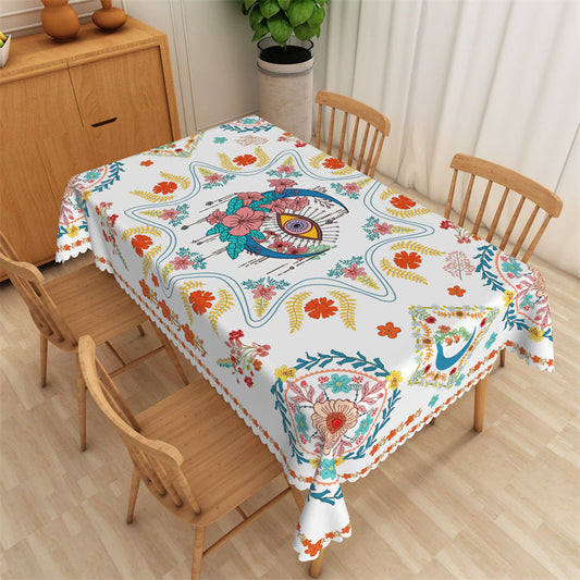 Lofaris Art Abstract Eye Colorful Floral Kitchen Tablecloth