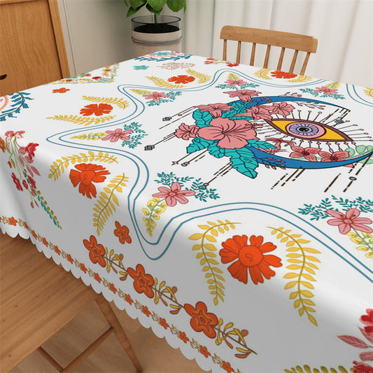 Lofaris Art Abstract Eye Colorful Floral Kitchen Tablecloth