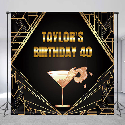 Lofaris Art Deco Champagne Fizz Custom 40th Birthday Backdrop