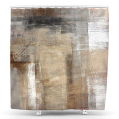 Lofaris Artistic Abstract Brown White Black Shower Curtain