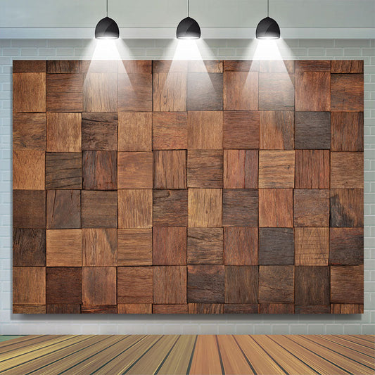Lofaris Artistic Brown Square Wood Block Photo Booth Backdrop