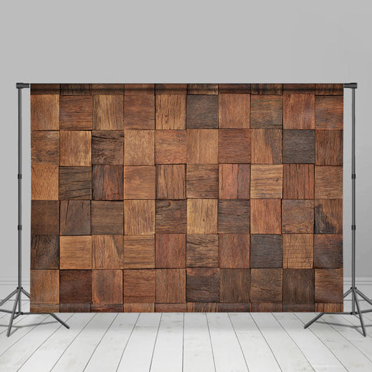 Lofaris Artistic Brown Square Wood Block Photo Booth Backdrop