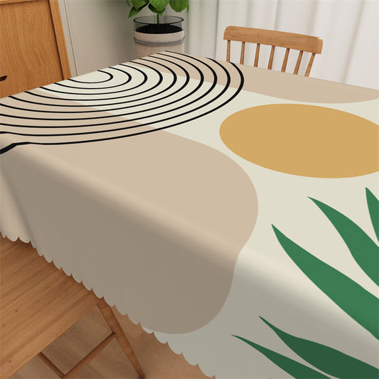 Lofaris Artistic Leaves Abstract Pattern Beige Tablecloth