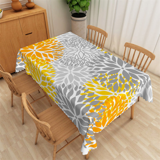 Lofaris Artistic Orange Grey Yellow Floral Pattern Tablecloth