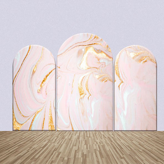 Lofaris Artistic Pink Gold Marble Texture Arch Backdrop Kit