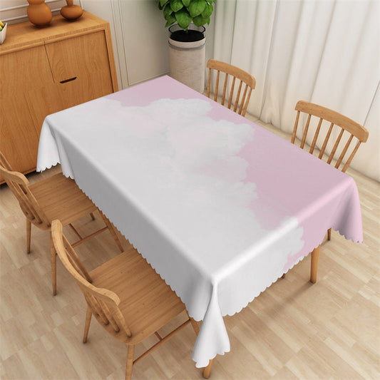 Lofaris Artistic White Cloud Purple Boho Tablecloth For Kitchen