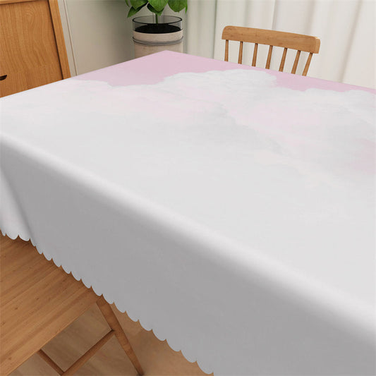 Lofaris Artistic White Cloud Purple Boho Tablecloth For Kitchen