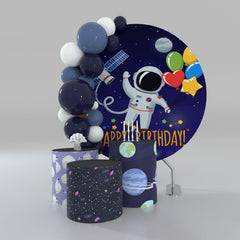Lofaris Astronaut Space Boy Birthday Round Backdrop Kit