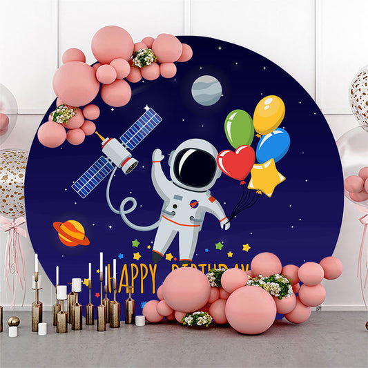 Lofaris Astronaut Space Boy Birthday Round Backdrop Kit