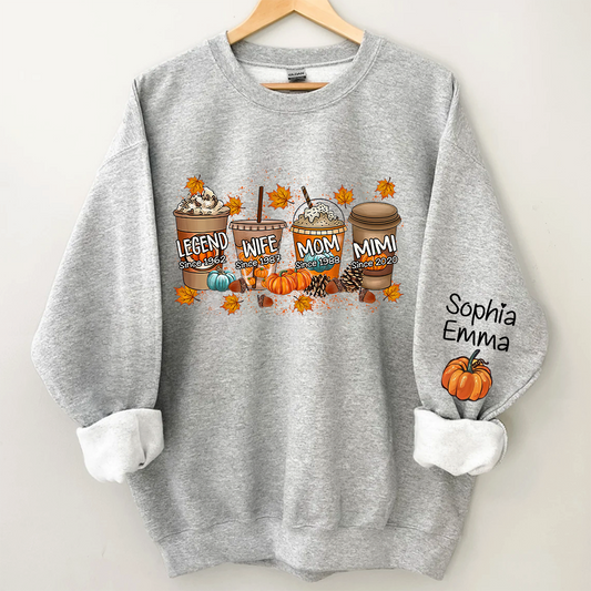 Lofaris Legend Wife Mom Grandma Fall Coffee And Grandkids CTH01 Sweatshirt