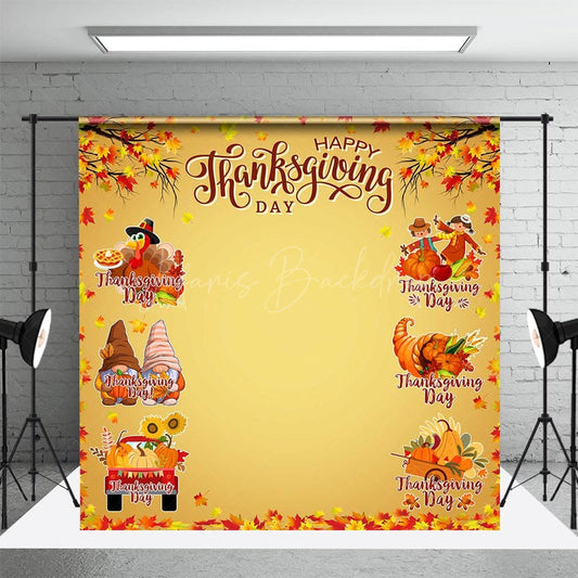 Lofaris Autumn Maple Leaf Gnome Turkey Thanksgiving Backdrop