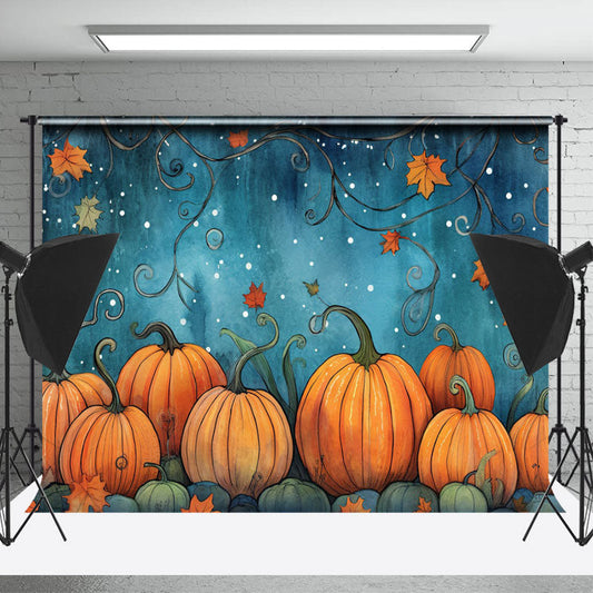 Lofaris Autumn Pumpkin Maple Leaf Halloween Photo Backdrop