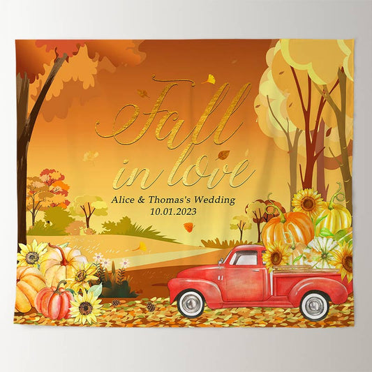 Lofaris Autumn Pumpkin On The Truck Fall In Love Wedding Backdrop