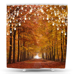 Lofaris Autumn Style Red Maples Forest Bath Tub Shower Curtain