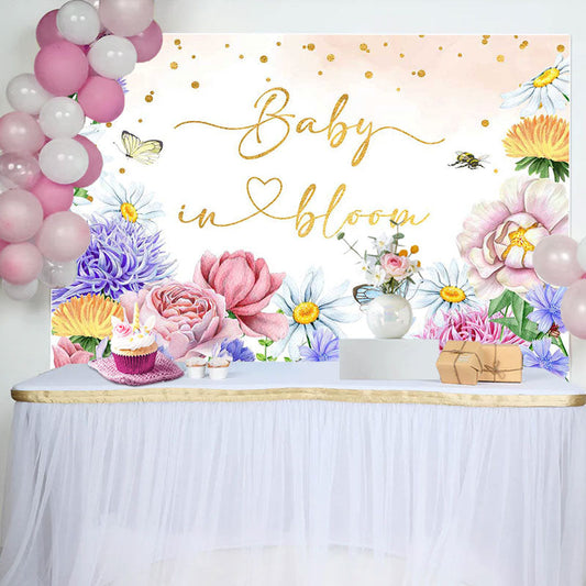 Lofaris Baby In Bloom Floral Butterfly Shower Backdrop
