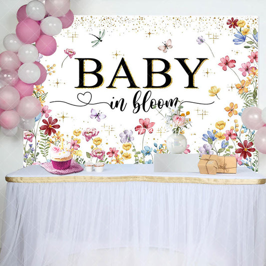 Lofaris Baby In Bloom Floral Gender Reveal Backdrop For Girl