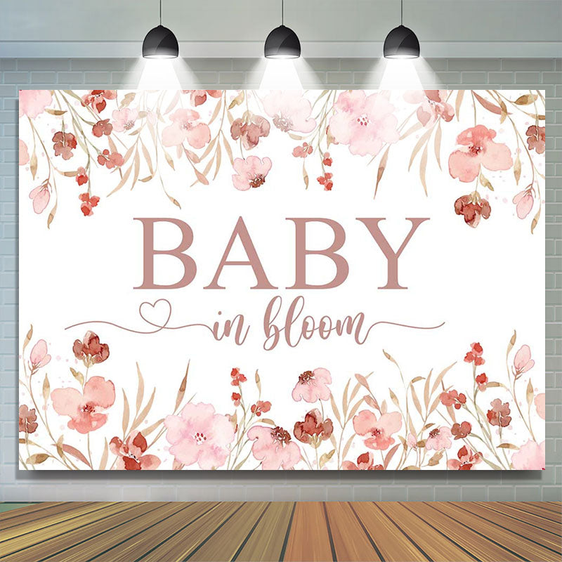 Lofaris Baby In Bloom Pink Floral Heart Shower Backdrop