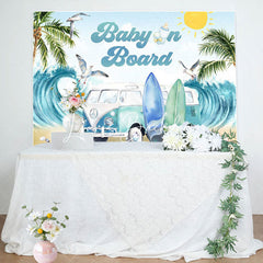 Lofaris Baby On Board Surf Summer Gender Reveal Backdrop