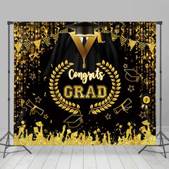 Lofaris Bachelor Gown Gold Black Flag Graduation Backdrop