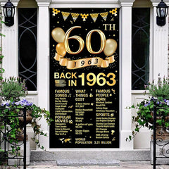 Lofaris Back In 1963 Gold Black 60Th Birthday Door Cover