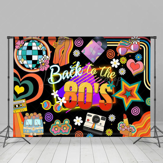 Lofaris Back To 80S Sequin Ball Floral Heart Dance Backdrop