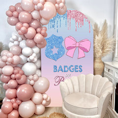 Lofaris Badges Or Bows Gender Reveal Double Sided Arch Backdrop