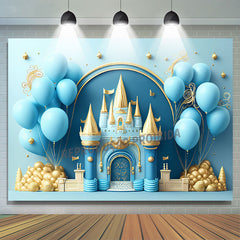 Lofaris Balloon Blue Gold Castle Birthday Cake Smash Backdrop