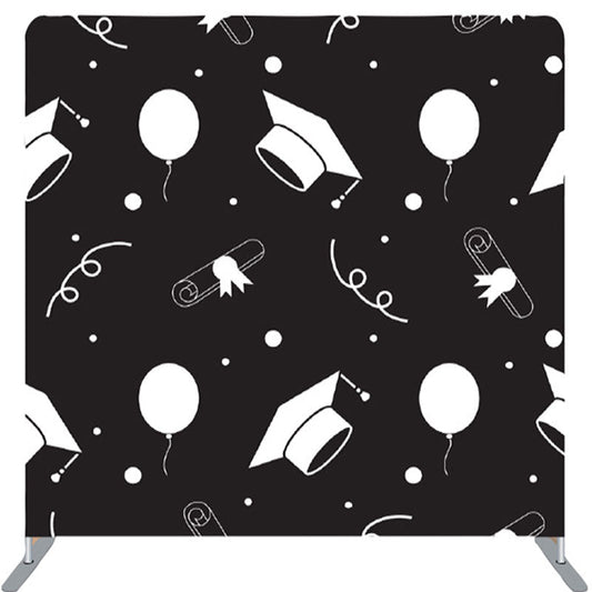 Lofaris Balloon Caps Black And White Graduation Backdrop