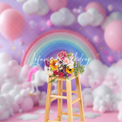 Lofaris Balloon Cloulds Rainbow Unicorn Backdrop For Photo