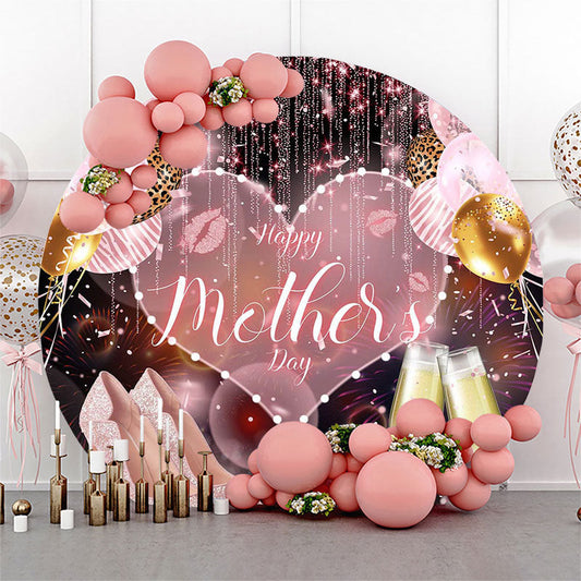 Lofaris Balloon Glitter Highheel Round Mothers Day Backdrop