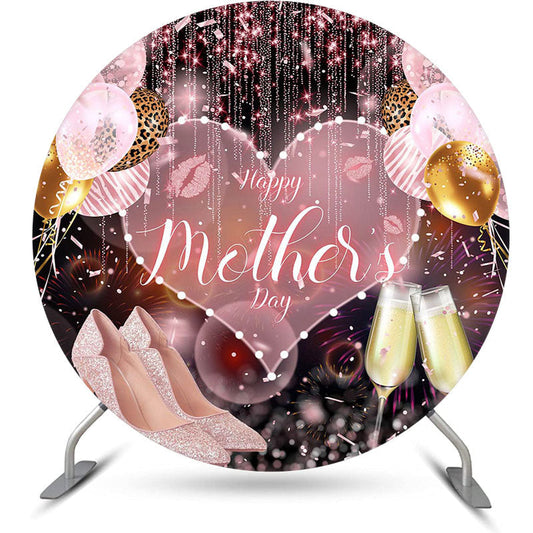 Lofaris Balloon Glitter Highheel Round Mothers Day Backdrop
