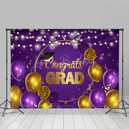 Lofaris Balloon Ribbon Rose Hat Congrats Grad Backdrop