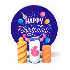 Lofaris Balloon Star Happy Birthday Round Backdrop Kit