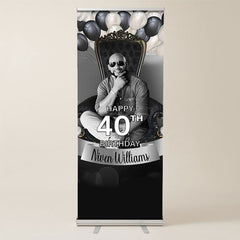 Lofaris Balloons Black Custom Birthday Retractable Banner