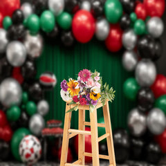Lofaris Balloons Green Curtain Birthday Cake Smash Backdrop