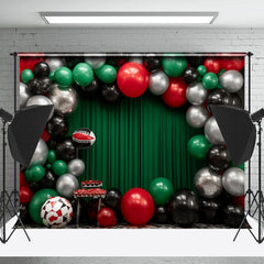 Lofaris Balloons Green Curtain Birthday Cake Smash Backdrop