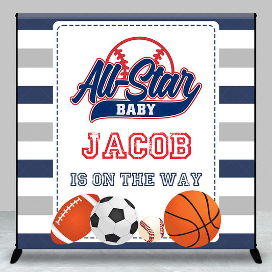 Lofaris Balls All Star Stripe Custom Baby Shower Backdrop