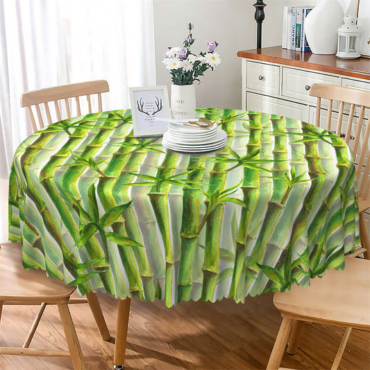 Lofaris Bamboo Greenery Patterns Pastoral Circle Tablecloth